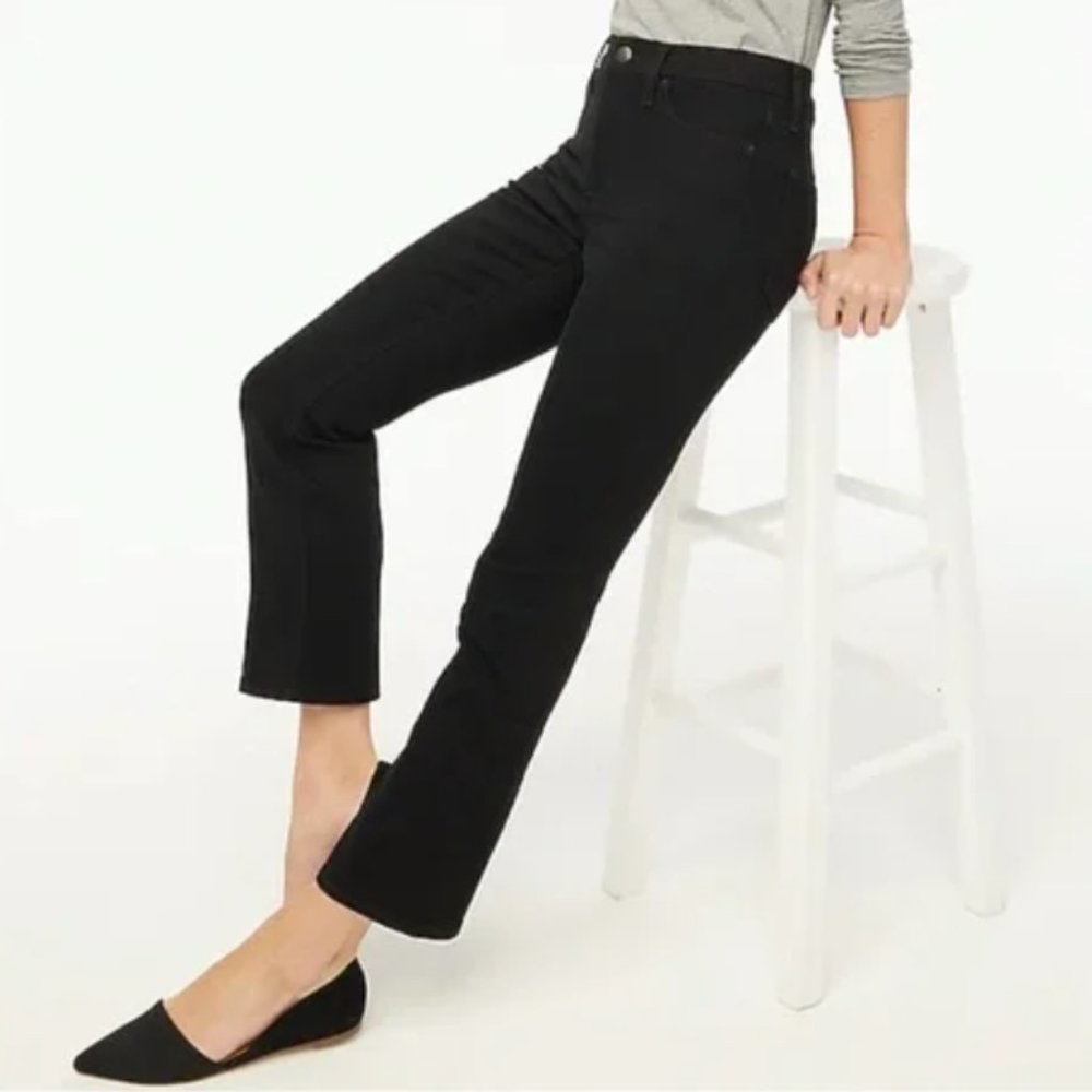J.Crew Factory Mid-Rise Flare Crop Jean in Black (Size 30T)